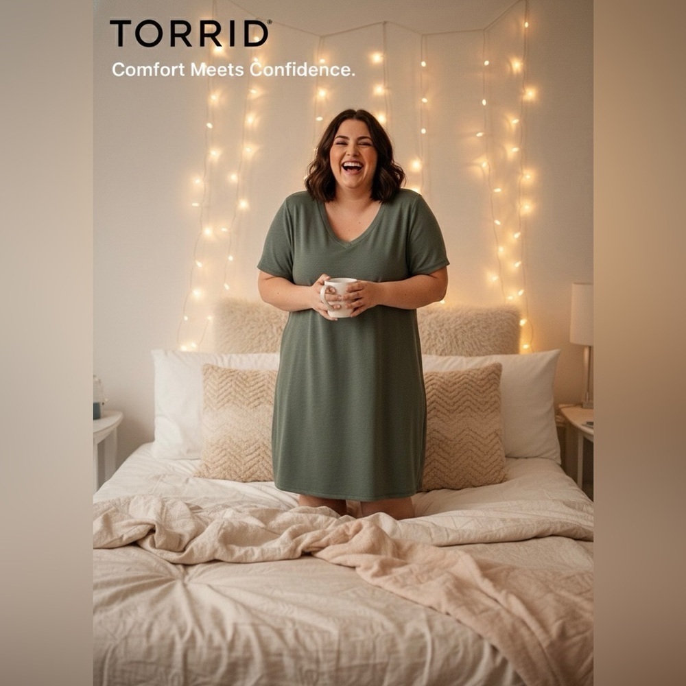 Torrid Green V-Neck Sleep Shirt and Drawstring sides size 3 NWT